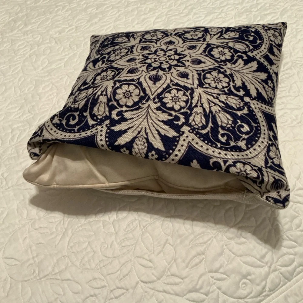 Purple and Cream Decorative Pillow with zipper and inserted pillow